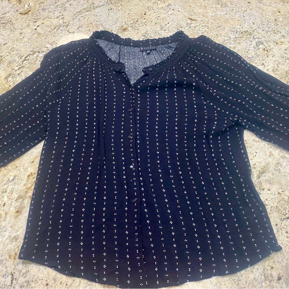 Women's Black Patterned Top